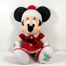 Disney Store Minnie Mouse Plush Toy Holiday 2017 Christmas Stuffed Animal Santa
