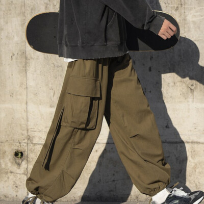 Fashion Men Combat Pants Cargo Trousers Wide Leg Streetwear
