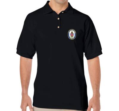 USS The Sullivans DDG-68 Black Polo Shirt Logo Printed on Left Chest