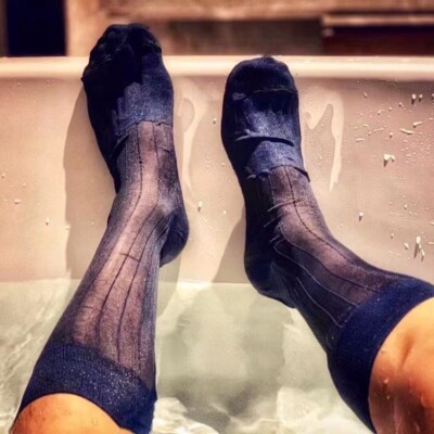 Lot De 6 Paires Chaussettes Nylon Transparentes Bleu Marine - Taille 40/43 NEOFAN