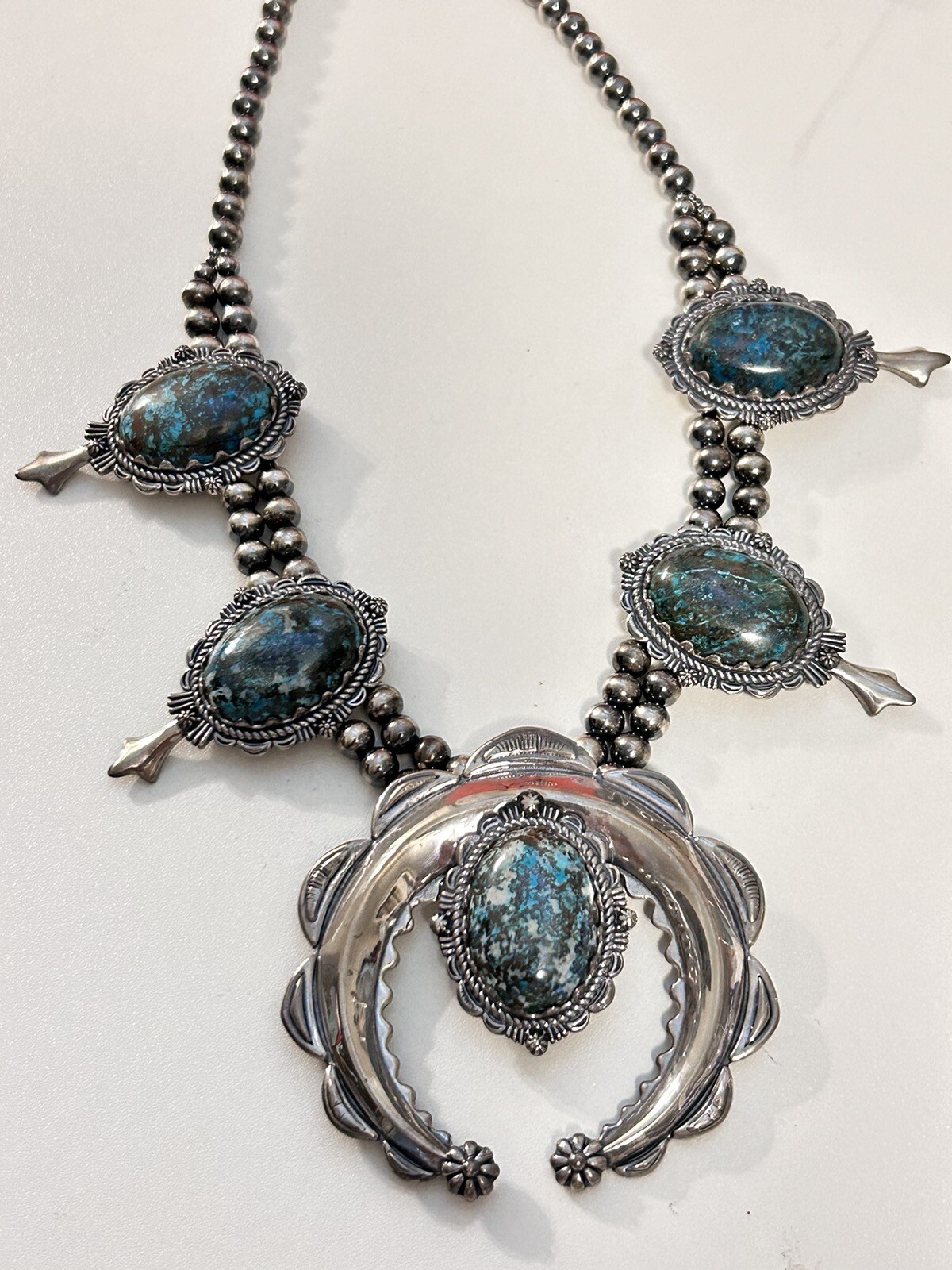 American West Carolyn Pollack Sterling Chrysocolla Squash Blossom