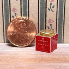 Dollhouse Miniature Beverage 1:12 English Breakfast Red Tea Tin