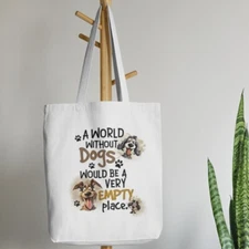 World Without Dogs Canvas Shopping Tote Reusable Tote Bag