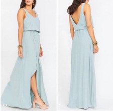 NWT Show Me Your Mumu Kendall Maxi Dress Silver Sage Green Bridesmaid Gown - XL