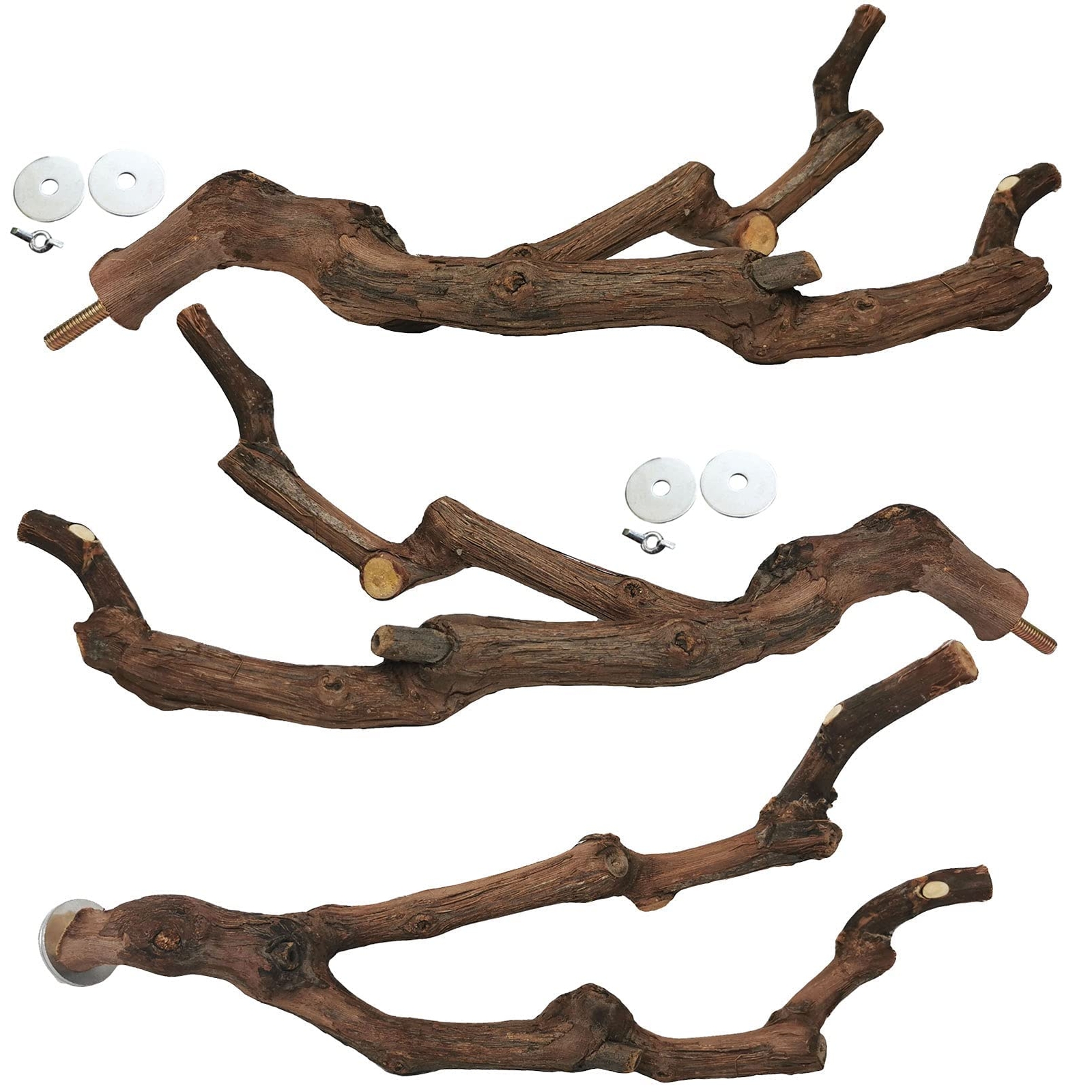 Natural Parrot Perch Bird Stand Pole Wild Grape Stick Paw Grinding Fork Parak...