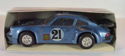 Hanson Hongkong Porsche 934 blaumet. Kunststoff Friktion Länge 15cm OVP #1277
