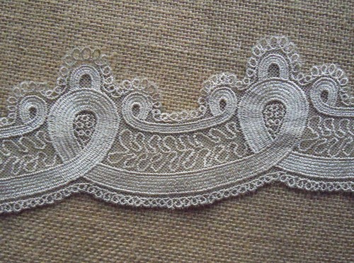 5 Yards 3.5'' Wide Mesh Tulle Lace with Embroidered Floral Ivory,Beige zhe13 - Picture 5 of 5