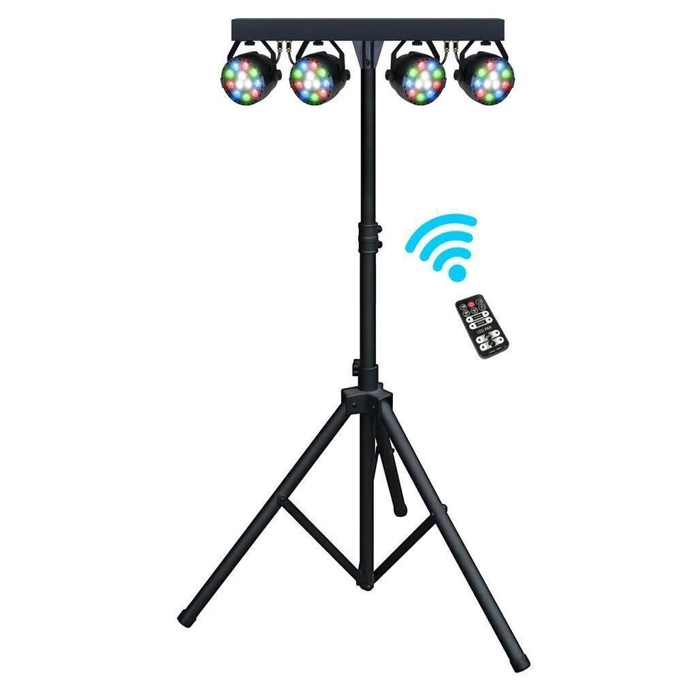 PAIR - CFX LED Stage Partybar Par set RGBW DMX inc tripod and wireless remote DJ - Image 2 of 2