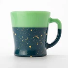 NEW Fire-King D Handle Mug Jadeite Traditional craft Hidehira Asagi Lacquer Blue