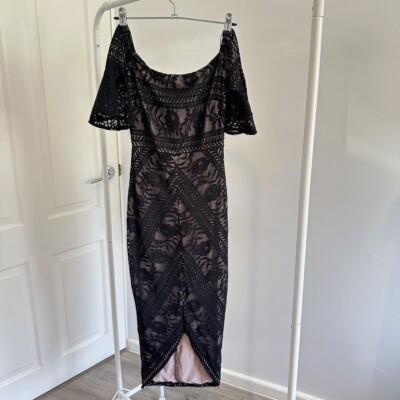 FRESH SOUL: Off the Shoulder Lace Fishtail Midi Dress - 6