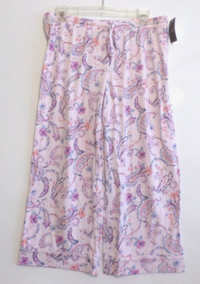 NWT J JILL SLEEP ULTRASOFT PIPED CROPS-MED-PETUNIA WATERCOLOR GARDEN-SUPER SOFT!
