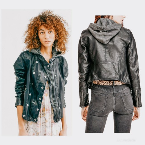 Dawn Hooded Faux Leather Jacket | eBay