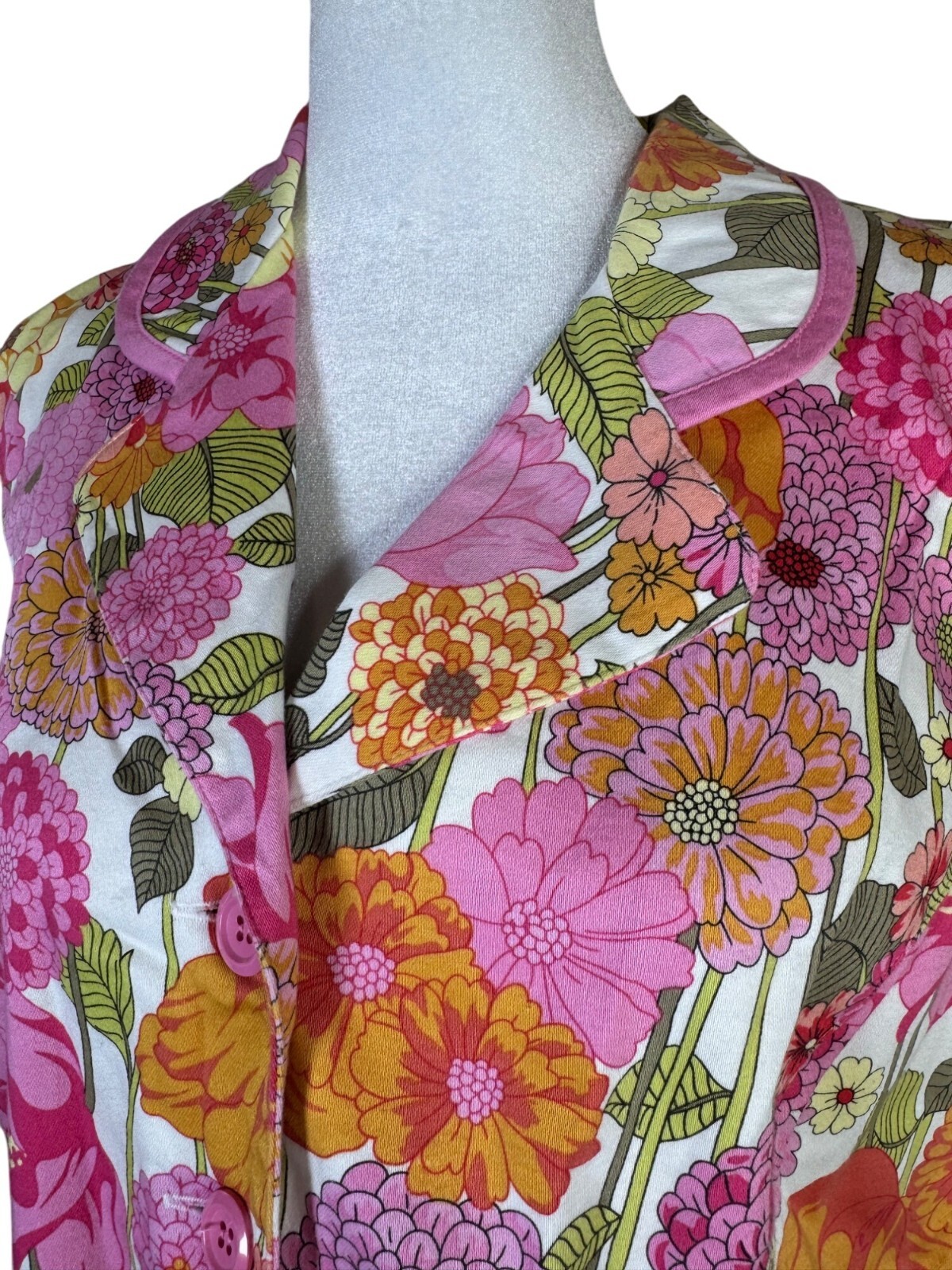 Sag Harbor Petite Floral Vest 14P Pink Orange Button Front Vest Vintage Spring image 3