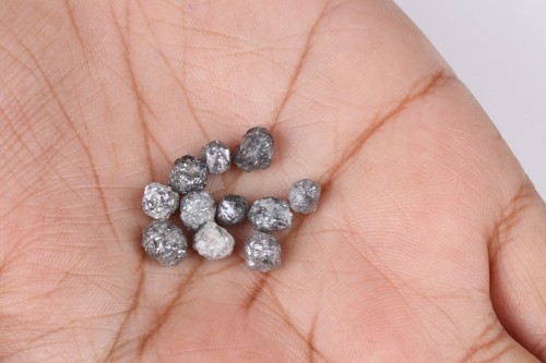 2 pezzi diamante grezzo tondo grigio scuro naturale 4-4,5 mm diamante grezzo grezzo sfuso non tagliato - Foto 5 di 7
