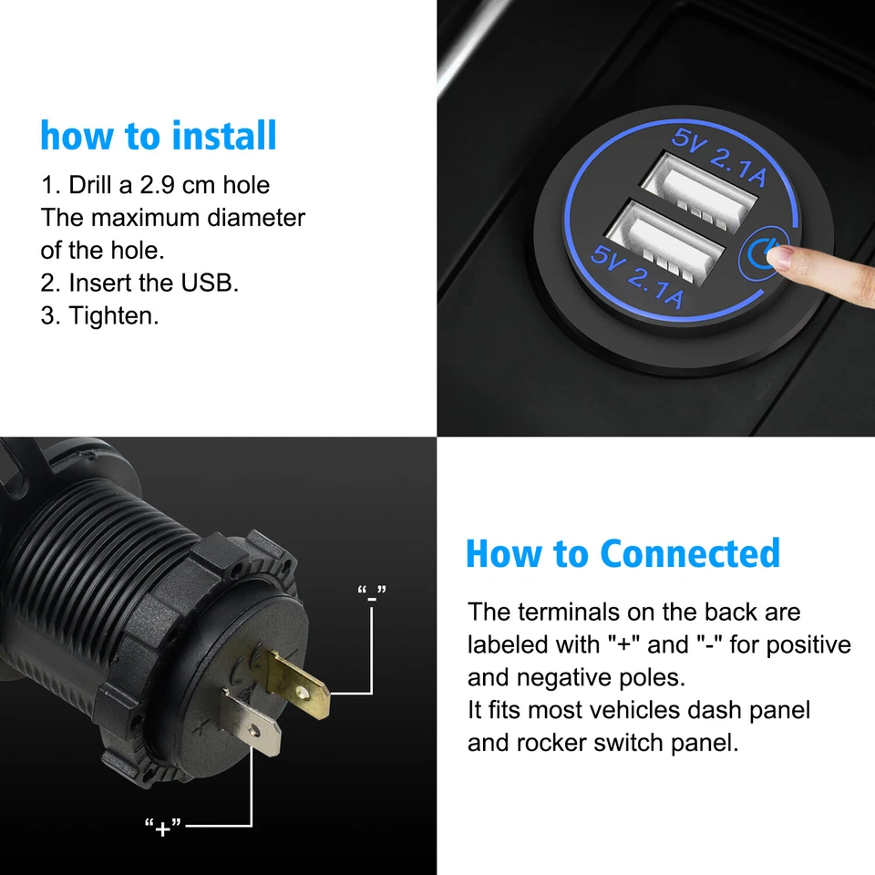 12V 4.2A Dual USB Fast Charger Car Cigarette Lighte Socket Power Adapter Outlet  - Image 3 of 4