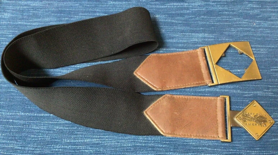 Vintage PERRY ELLIS America Elastic Size Large Interlocking Metal Buckle 881A - Image 2 of 3