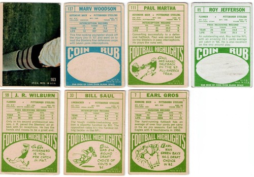 1968 Topps PITTSBURGH STEELERS football 7 card team set ANDY RUSSELL rookie FAIR - Picture 2 of 2