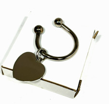 NEW Heart Charm Silver Tone Open Key Ring - Great Gift - Ready for Engraving NIB