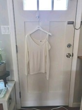 Sale New Cream White Stretchy One Shoulder Top Long sleeve Small/Medium