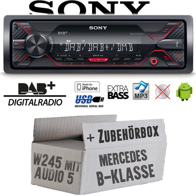 Autoradio Sony | DAB | DAB+ | MP3/USB KFZ PKW Auto Einbauset für Mercedes B W245