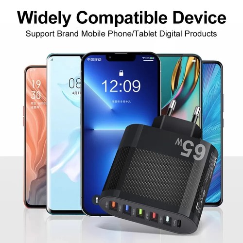 ✅ Chargeur USB 6 ports 65W Adaptateur Charge Rapide 6 en 1 Téléphone Portable - 第 4/5 張圖片