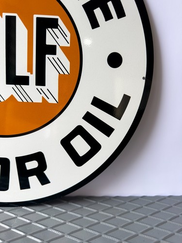 Vintage Gulf Supreme Motor Oil Sign - 19.7" (50cm) - Picture 8 of 11