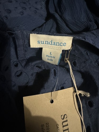 NWT, Sundance Zelie Blue Eyelet Midi Dress Womens L Sleeveless New Boho $168 - Picture 3 of 4
