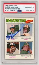 1977 Topps Andre Dawson signed  Rookie RC Autographed Auto  PSA 10 Card 473