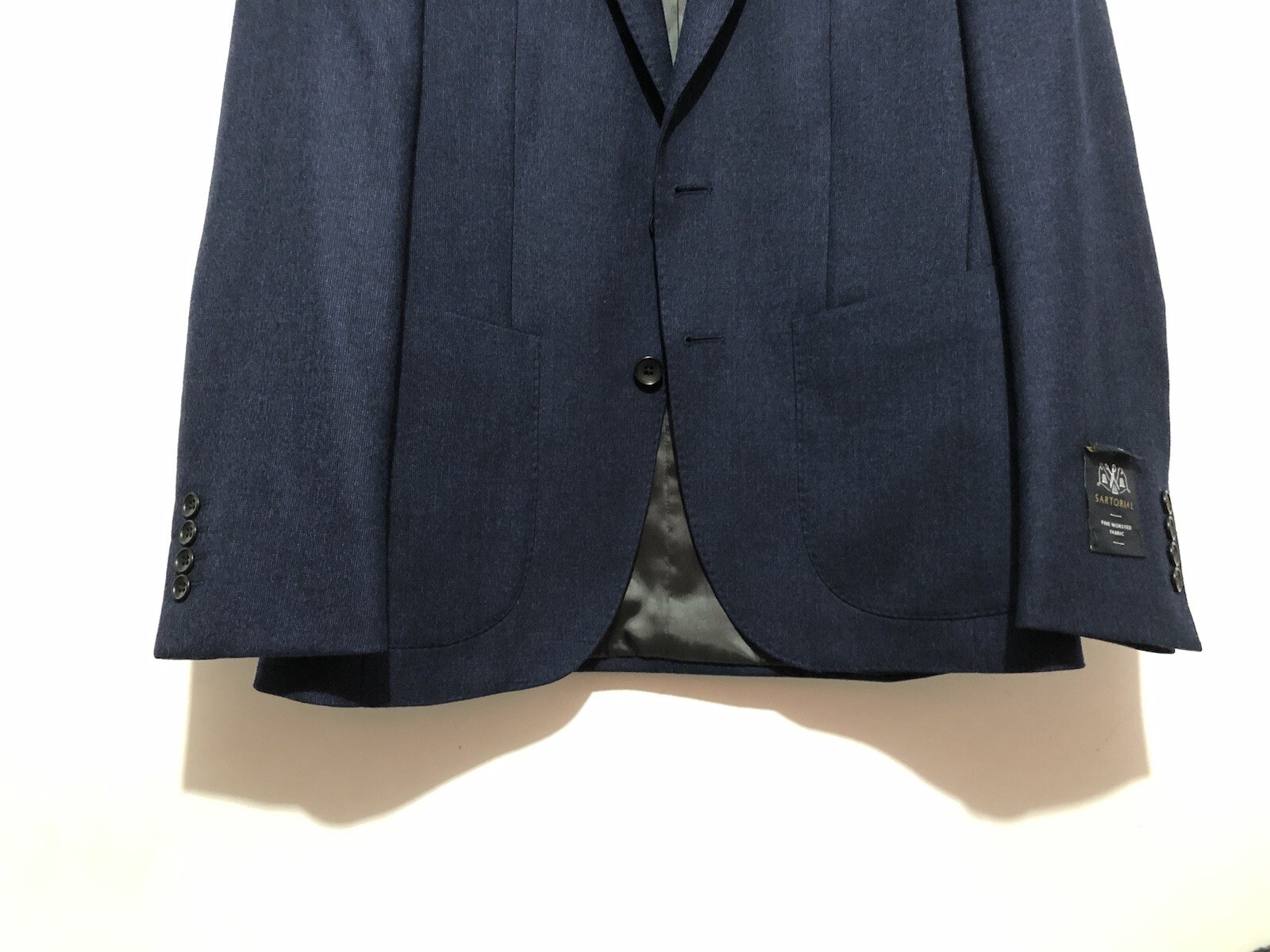 FILA Giacca blazer M&S Sartorial Saville Row ispirata alla lana UK 36 corta £90 navy