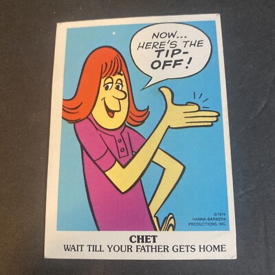 1974 Wonder Bread Hanna-Barbera Wait Till Your Father Gets Home Card #1.