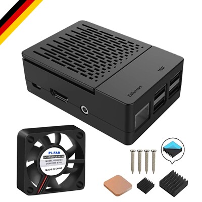 Raspberry Pi 3 Gehäuse mit Lüfter und Kühlkörper Schwarz - Langlebig & Kühlend