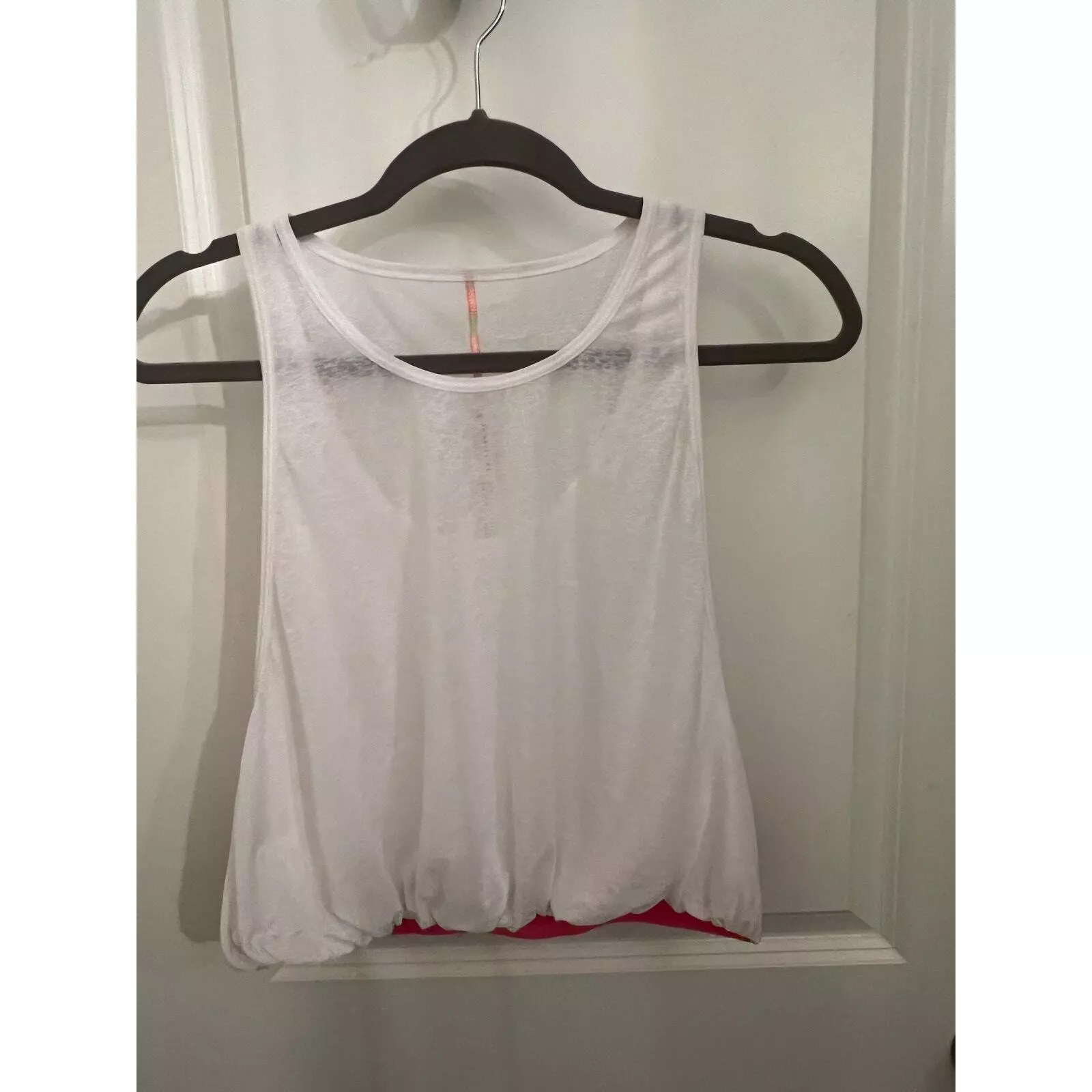 free-people-movement sheer double layer elastic hem sporty tank-top