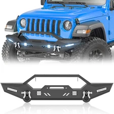 For Jeep Wrangler JL 2018-2025 Front Bumper With Winch Plate & 4.75-ton D-rings