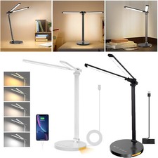 LED Desk Lamp with USB Charging Eye Caring Home Office Rotatable Adjustable US