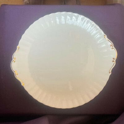 Royal Albert Val D'Or Kuchenteller Platte 12 Zoll Durchmesser Gold geriffelter Rand Vintage
