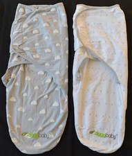 Ziggy Baby Swaddle Blanket Gray White 0-3 Months 7-14lbs S/M Lot of 2 Blankets