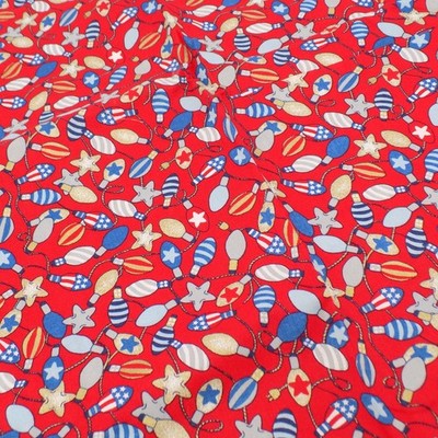 Patriotic Red White Blue String Light Pattern Fabric 3+ Yards Jo-Anns Sewing