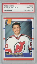 PSA 9 Martin Brodeur 1990 Score #439 Rookie Card. rookie card picture