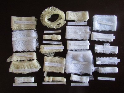 Lot 26+ Yds White & Ivory  Lace/Trims Remnants Sew- J.Journal Doll Crafts New