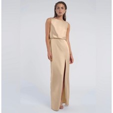 NWT Jenny Yoo Rivka Pale Gold Luxe Satin Sz 10 Bridesmaid Formal Wedding Guest