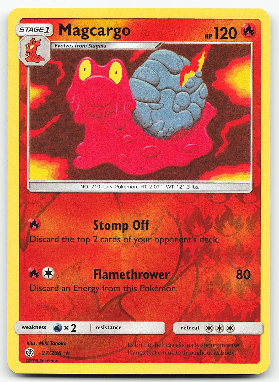 Pokemon Magcargo 27/236 Cosmic Eclipse Rare Reverse Holo NM