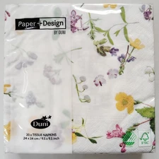 Paper Napkins Scattered Flowers 20-count 25cm Cocktail Beverage  Germany Duni