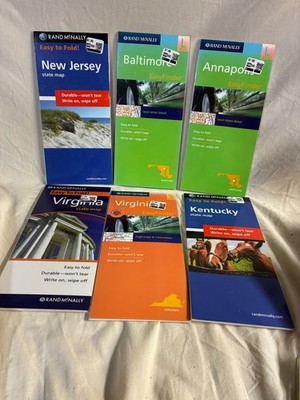 RAND McNALLY STATE AND CITY MAPS-LAMINATED-LOT OF 6- SEE DESCRIPTION FOR LIST