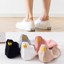 5 Pairs Women Socks Harajuku Cute Embroidery Sock Cotton Ankle Short Crown Kawai
