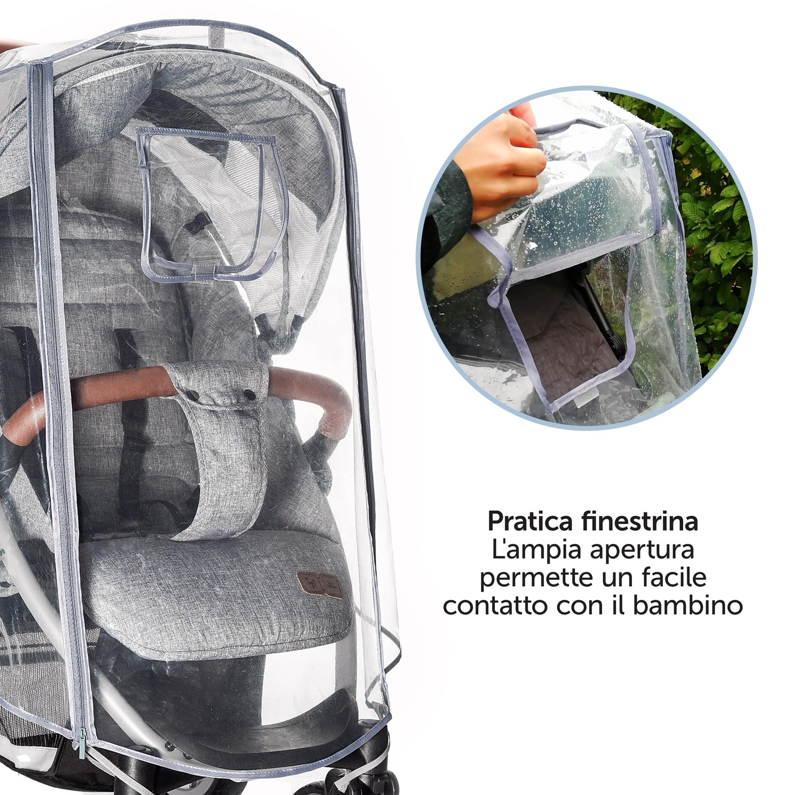 Zamboo Parapioggia Passeggino Universale Trasparente Telo antipioggia Finestra foto 4