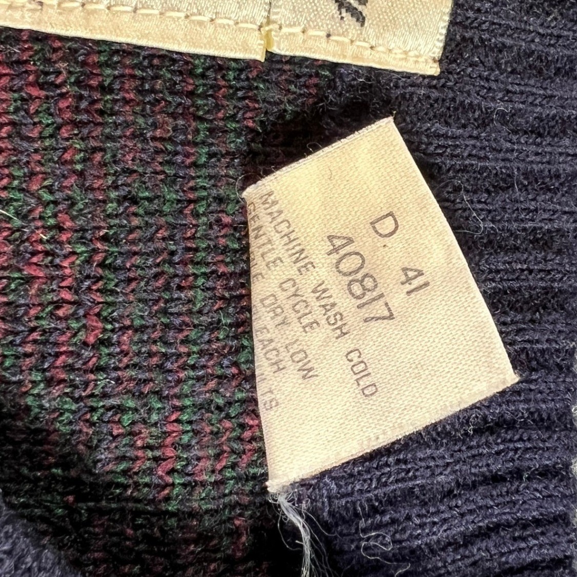 Vintage Sears Roebuck Sweater Men Large Green Burgundy Plaid Wool