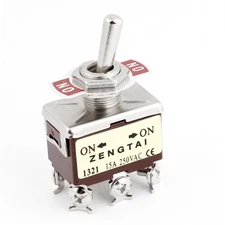 1Pcs DPDT ON/ON 2 Way 6 Screw Terminals Toggle Switch 15A AC 250V Self-Locking