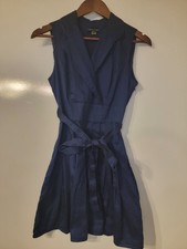 Tommy Hilfiger Dress Womens 4 Blue Sleeveless Collared Pokcets Side Zipper