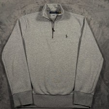 Polo Ralph Lauren Sweater Men Small Heather Gray Pony Logo Mock Neck Quarter Zip
