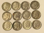 (12) 1948-1964 D S 90% Silver Roosevelt Dimes .10 cent Lot Nice Condition Look